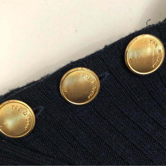 Rag & Bone Ribbed 100% Extra Fine Merino Wool Gold Button Sweater Top - 2XS - Picture 12 of 12